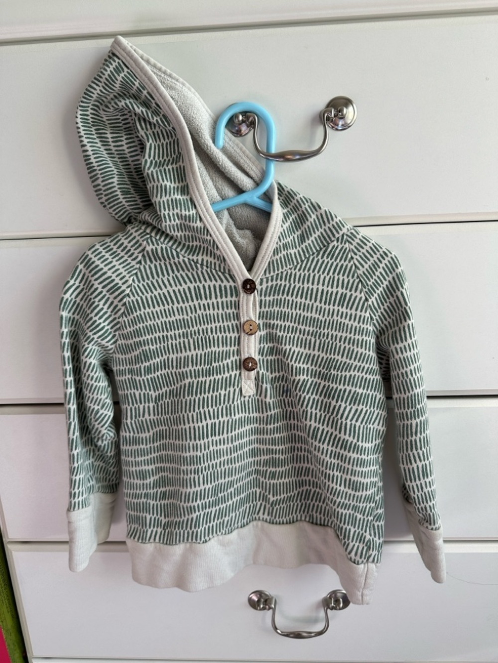 Childhoods Kids 100% Cotton Hooded Shirt in Sage Pattern